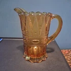 RARE Vintage EAPG Amber Rosette Pattern Depression Glass Pitcher 7 1/2”H Exc