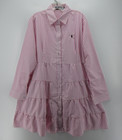 Ralph Lauren Polo Dress Women Small Pink A-Line Button Up Striped Tiered Shirt