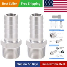 Stainless Steel Hose Barb Fitting 2 Pack 1/8" Male NPT to 5/16" Hose ID