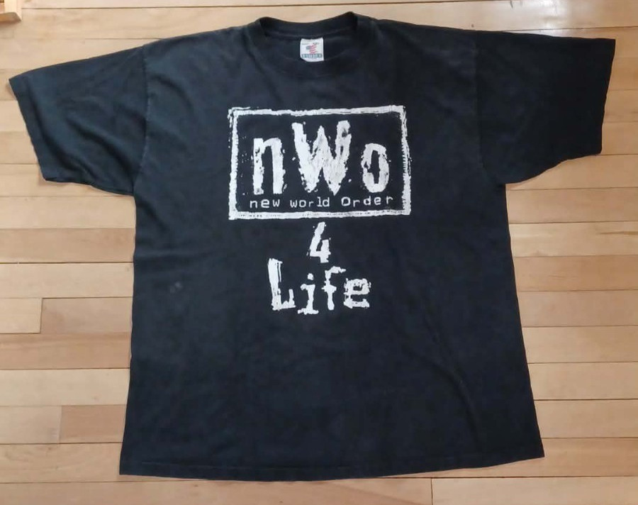Vintage 90's NWO 4 Life Black T-Shirt New World Order WCW WWE WWF XXL AEW