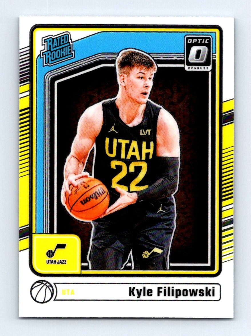 #300 2024-25 Donruss Optic Rated Rookie BASE Kyle Filipowski RC Jazz