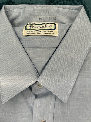 NEW!  Vintage CHESTERSHIRE Permanent Press Half Sleeve Button Up Shirt - 16 1/2