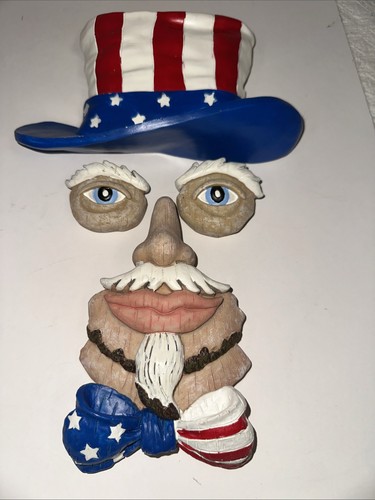 Trenton Gifts Red White & Blue Patriotic Backyard Lawn Tree Decor Uncle Sam EUC