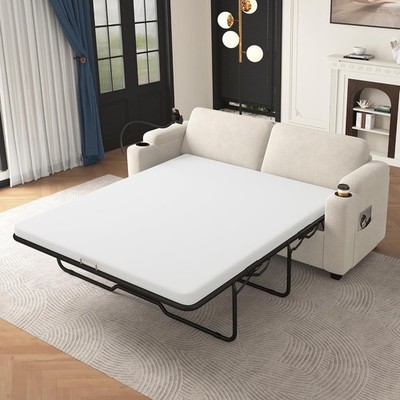 72.8'' Corduroy Sleeper Sofa Bed Loveseat Sofa with Full Size Mattress