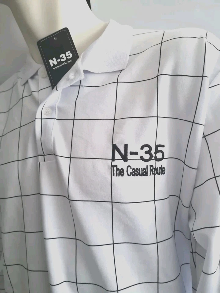 N-35 Poloshirt Polo Golf Style weiß Gr. L Longshirt Herrenhemd Sweatshirt Hemd - Bild 1 von 4