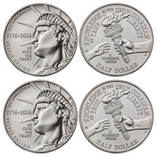 America 250 ENDURING LIBERTY HALF DOLLAR 1776-2026 Uncirculated Rolls P & D Mint