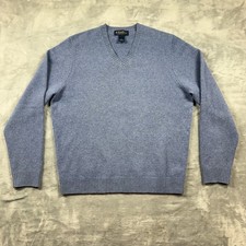 Brooks Brothers Men 100 Scottish Lambswool M Pullover V-Neck Sweater Blue VTG