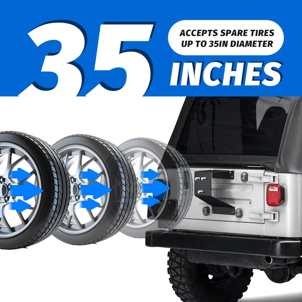 Spare Tire Carrier Wheel Mount Heavy Duty for Jeep Wrangler YJ TJ 1987-2006 Foto 3 de 4