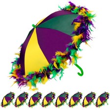8 Pack Mardi Gras Umbrellas 16 Inch Purple Green Gold Second Line Umbrella with