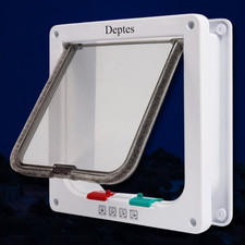 4 Way Pet Door Cat Puppy Dog Magnetic Lock Lockable Safe Flap Door Frame ABS