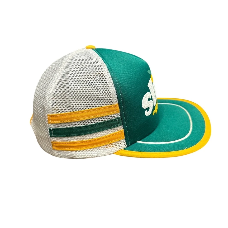 De Colección Rebanada 10% Jugo Real 3 Rayas Trucker Sombrero Gorra Snapback Verde Amarillo Malla Foto 2 de 4