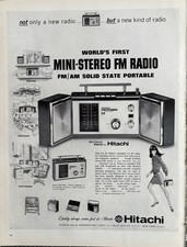 1967 Hitachi Mini Stereo Radio Original Vintage Advertisement AM FM Print Ad
