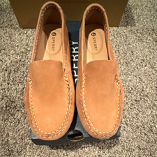 Sperry Women’s Tan Leather Slip-On Loafer Flat Round Toe Comfort Wide 8
