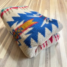 Vintage Blanket by Biederlack Reversible Geometric Made in Germany 71" x 52"