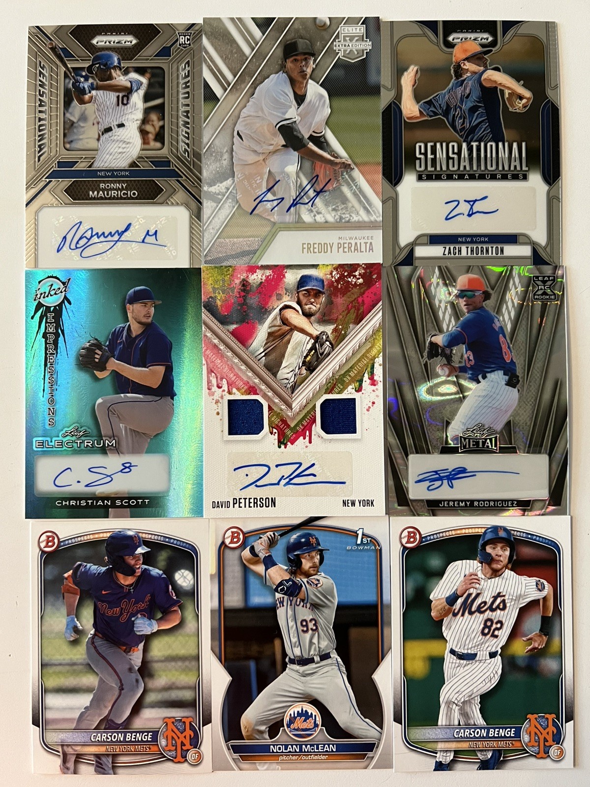 New York Mets Lot RC 6 Autos 2 PATCH McLEAN Peralta Scott /20 BENGE Mauricio!!