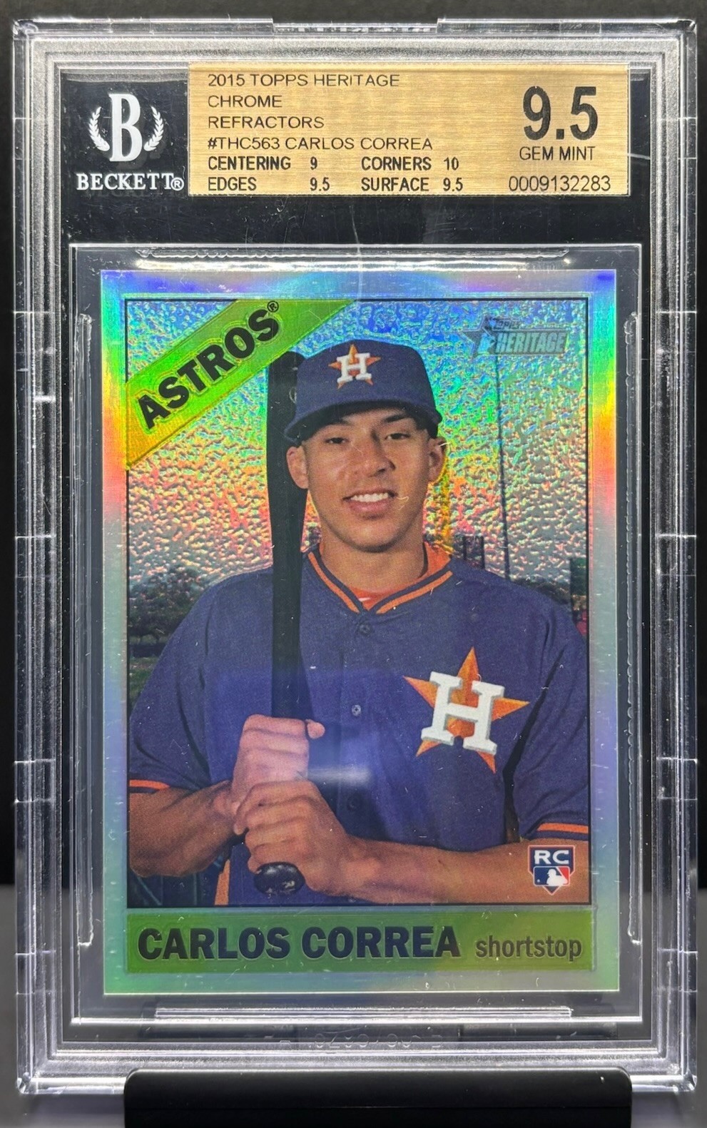 2015 Topps Heritage #563 Carlos Correa Chrome Refractor #/566 Rookie RC BGS 9.5