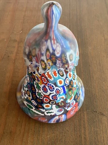 Vintage Murano Millefiori  Satin Art Glass Bell – Hand Blown Multicolor