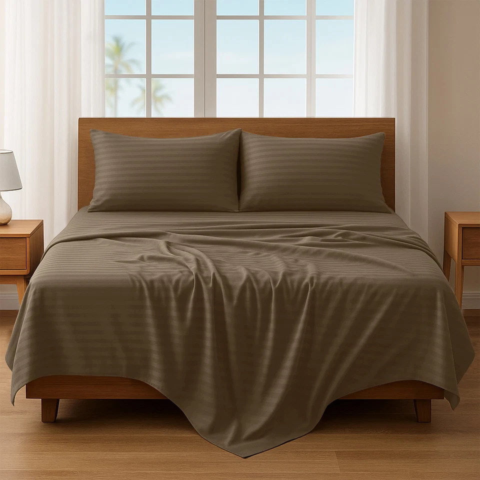 Juego de sábanas de microfibra ultra suaves de lujo de bolsillo profundo de 4 piezas Foto 2 de 4