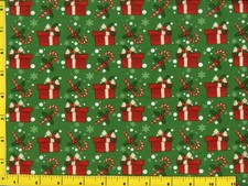 Christmas Presents Candy Canes Snowflakes Quilting Sewing Fabric by Yard 3160