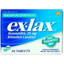 3 Pack Ex-Lax Maximum Strength Stimulant Laxative Tablets, 25 mg, 24 Ct