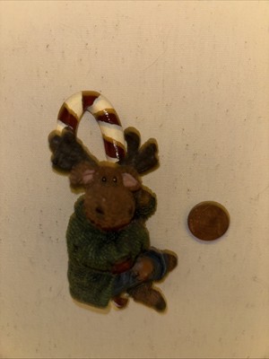 Moose with candy cane resin figure