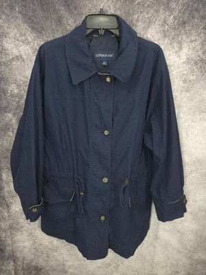London Fog Jacket Womens 1X Blue Rain Anorak Utility Lightweight Water Resistant