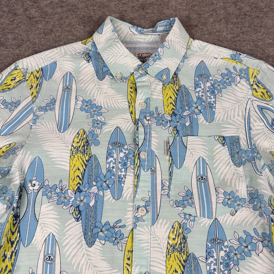 Original Penguin Button Down Shirt Surf Boards Blue Mens Small S - Image 3 of 4