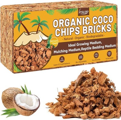 Legigo 1.1 LB Coco Husk Chips for Plants- 100% Organic Coconut Coir Chips Brick 