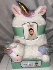 Little Miracles Unicorn Hooded Blanket  Plush Animal Toy 2 Piece Baby Gift Set