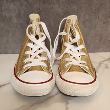 Converse Chuck Taylor All Star Kids High Top Gold Glitter Sneakers Size 1