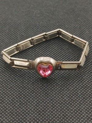 VINTAGE Sweetheart expression pink heart  birth stone child's  bracelet 