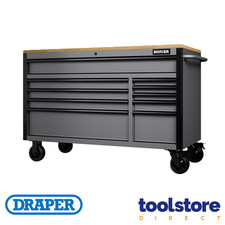 Image of Draper 31760 Bunker 10-Drawer Workbench Roller Tool Cabinet 56" Light Grey