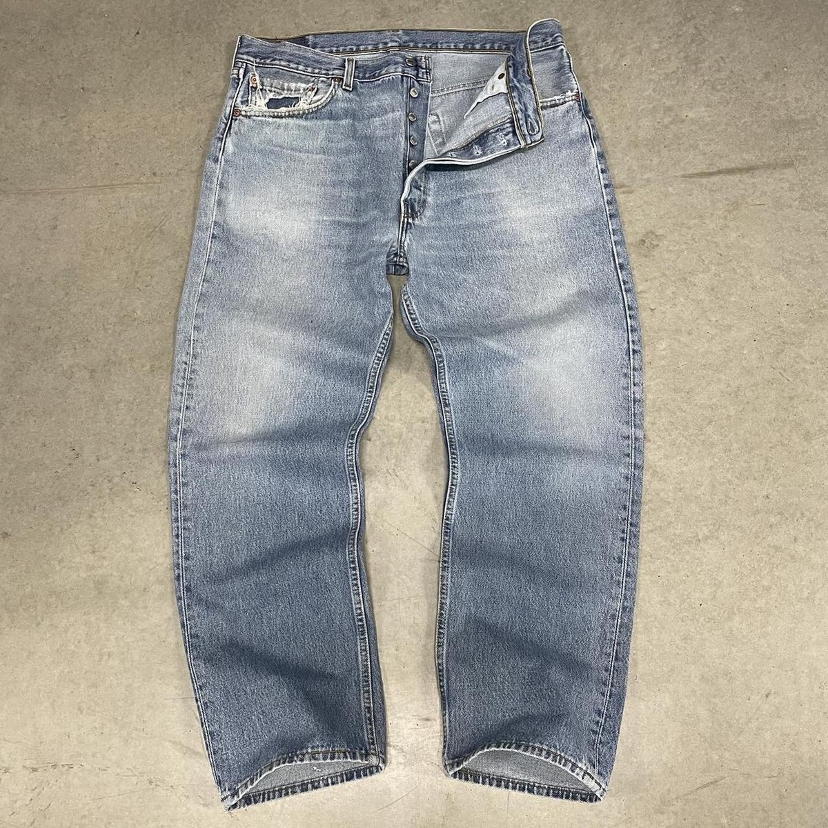 Vintage 90s Levi's 501xx Made in USA Faded Blue Denim Jeans 37x30