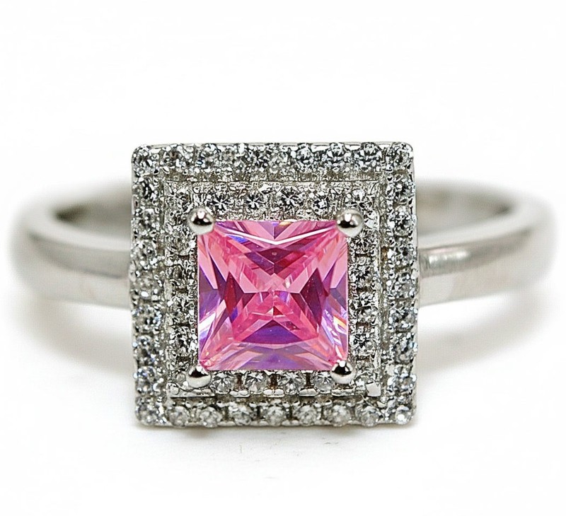 2CT Heat Treated Pink Topaz 925 Solid Sterling Silver Ring Sz 7 MM4-6