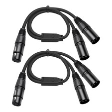 2 Pack XLR Y Splitter, 1.5FT XLR Female to Dual Male, Balanced Mic Audio Cables