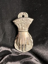 Vtg Metal Victorian Hanging Woman’s Queen’s Hand Paper Clip 5" Mail Note Holder
