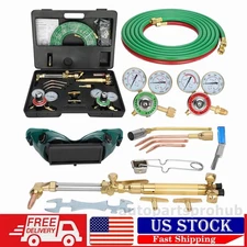 Upgraded Oxygen Acetylene Welding Cutting Outfit Torch Set Gas Welder Kit w/Hose
