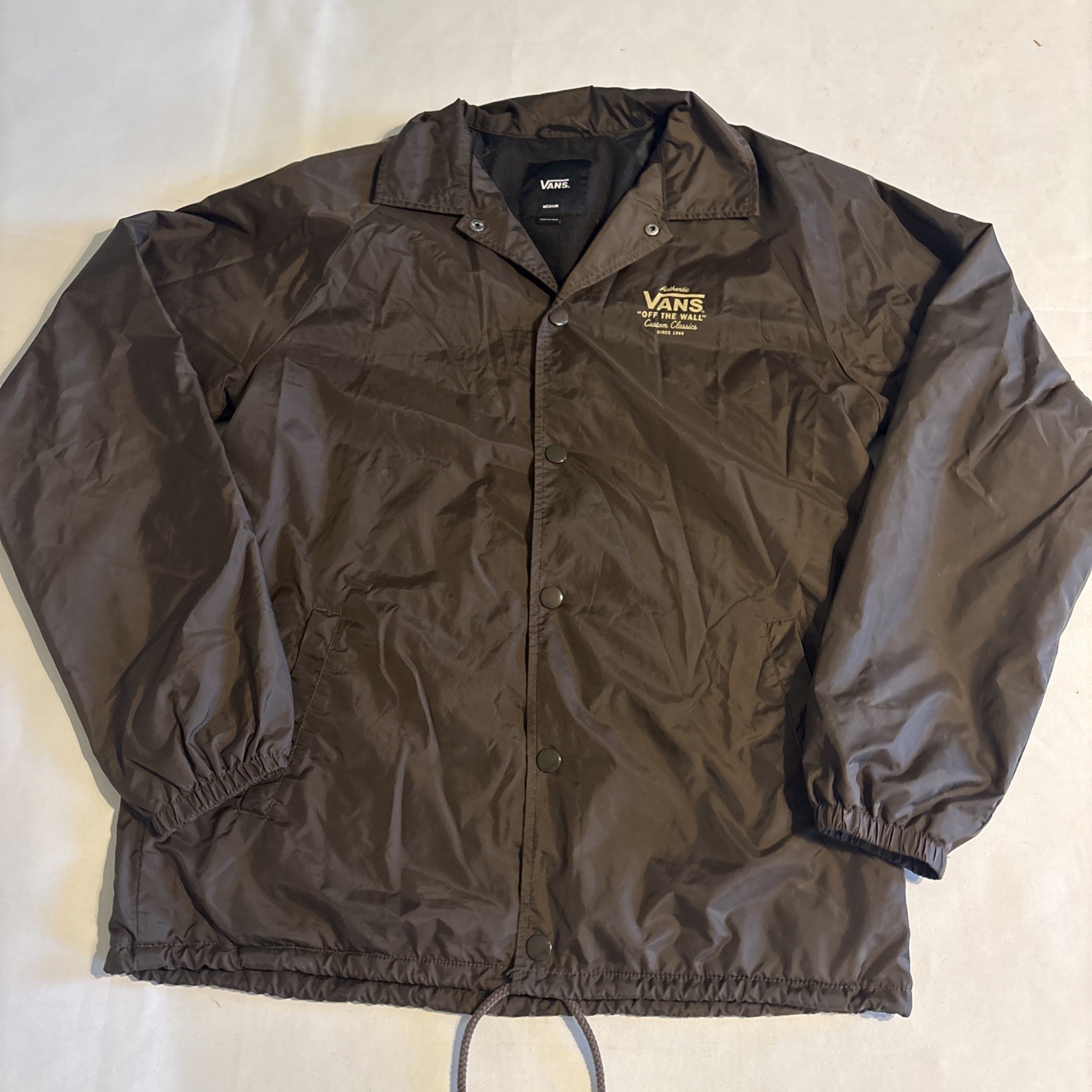 Vans Custom Classic Mens Medium Black Off The Wall Authentic Button Windbreaker