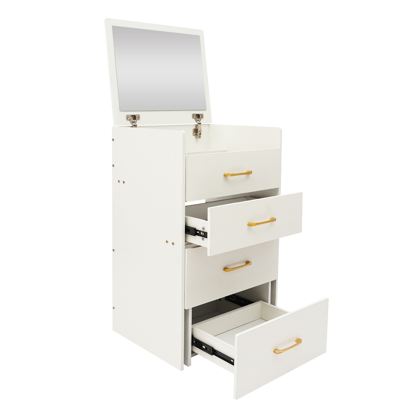 Makeup Desk with Mirror, Compact Dressing Table, Small Make Up Table White
