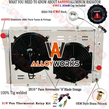 3 Row Radiator Shroud Fan+Relay For 1982-2002 CHEVY S10 BLAZER 84-90 CORVETTE V8