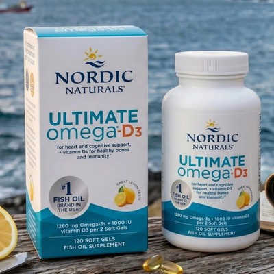 Nordic Naturals Ultimate Omega-D3 1280 mg Fish Oil Supplement - 120 Soft Gels