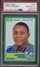 1989 Score Barry Sanders # 257 PSA 10 AUTO 9