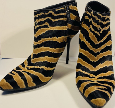 Gucci Damen Stiefeletten Tierdruck Kunstpelz Stilettoabsatz EU 38,5 Italy 297177