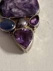 Vintage Charoite, Amethyst, Chalcedony (Pearl) Pendent, .925 Sold As Is  — photo 7