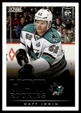 2013-14 Score Matt Irwin Rookie San Jose Sharks #618