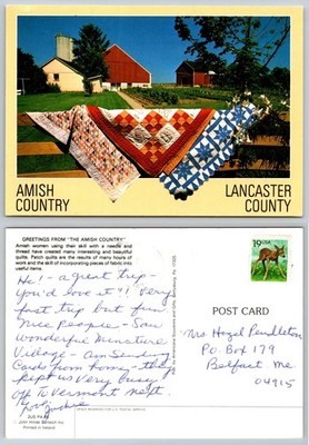 Amish Country Lancaster PA Quilt Farm Scene Postcard John Hinde 1983 Posted