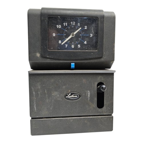 Lathem Time Clock Recorder Mechanical Punch Clock Black Vintage