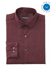 Van Heusen Men's Big Fit Comfort Performance Button-Down Shirt Sz 20 36/37 Wine