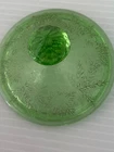 Vintage Jeannette Glass, Poinsettia Depression Glass, Green Uranium Glass