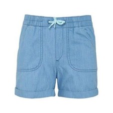 Dex Big Girl Elastic Waist Exposed Stitch Shorts in Blue Wash Size Small NWT